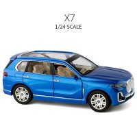 金属仿真1/24库里南越野车合金车模 商务SUV儿童玩具车回力车模型 X7蓝色