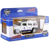 彩珀车模1:32悍马H3警车警灯警笛三开合金回力汽车模型儿童玩具 白色警车盒装