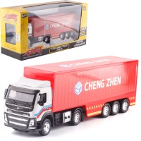彩珀合金沃尔沃授权集装箱货柜车油罐车拖挂车小汽车模型玩具 白车头红色柜车
