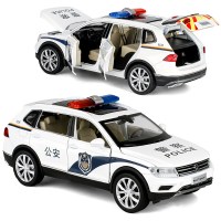 6开1:32仿真大众途观Tiguan L合金金属越野车SUV小汽车模型玩具 白色公安警车