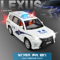 大号金属1/32防暴车虎式装甲车声光特警合金警车男孩汽车模型玩具 雷克萨斯LX570公安警车