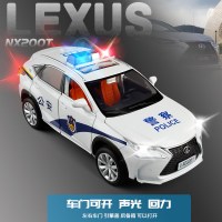 大号金属1/32防暴车虎式装甲车声光特警合金警车男孩汽车模型玩具 雷克萨斯NX200T公安警车