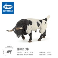 法国PAPO仿真动物模型西班牙斗牛黑白奶牛公仔小摆件男孩儿童玩具 54007德州公牛