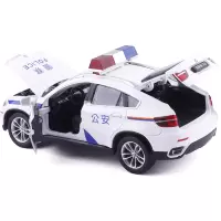彩珀1:26宝马BWM X6 警车 合金声光 可开儿童玩具模型礼盒