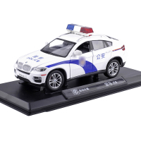 彩珀1:26宝马X6公安警车 合金声光儿童玩具汽车模型礼盒装