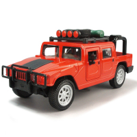CLX彩利信1:32 声光车回力悍马军车越野车儿童合金汽车模型玩具 红色