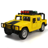 CLX彩利信1:32 声光车回力悍马军车越野车儿童合金汽车模型玩具 黄色