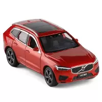 沃尔沃XC60越野1/32合金车模避震转向全开金属模型玩具成人摆设 酒红色[有避震无声光]