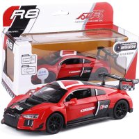 彩珀1:32奥迪R8LMS赛车跑车赛道版合金声光开回力汽车模型玩具 红色