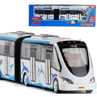 彩珀双节巴士旅游巴士玩具车汽车模型全合金车大号车模 浅蓝色