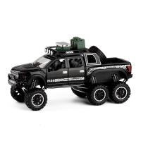 猛禽皮卡车大脚车越野车合金儿童玩具车避震回力车汽车模型摆件 黑色