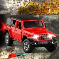 JKM 金属仿真1/32 JEEP Wrangler 六开 转向避震声光合金汽车模型 红色