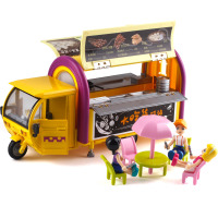 凯迪威1:20金属三轮车流动小吃车模型玩具合金仿真过家 黄色