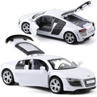 彩珀1:32仿真奥迪R8GT合金汽车模型声光回力小汽车儿童 白色盒装