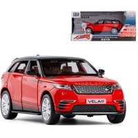 彩珀1/32路虎星脉越野车男孩音乐灯光金属玩具车回力开合金车模 红色