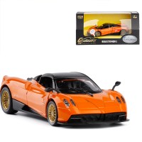 彩珀合金车模 智能电动帕加尼风之子风神赛跑车声光 桔色