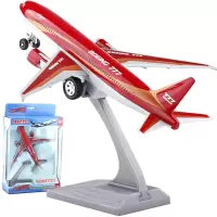 彩珀合金飞机波音777民航机客机声光静态飞机模型玩具收藏 红色盒装带支架