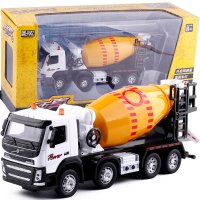 彩珀沃尔沃合金水罐车云梯消防车油罐车搅拌车声光工程玩具儿童 白头搅拌车