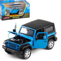 彩珀金属仿真1:32吉普 JEEP越野车模 声光合金汽车模型儿童 蓝色盒装