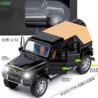 金属仿真1/32小汽车模型玩具声光合金车越野车敞篷儿童玩具车男孩 黑色密蓬