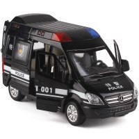 金属仿真120救护车110警车特警消防车邮政快递车小汽车模型玩 小号黑色特警车