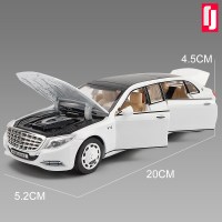 奔驰车模迈巴赫S600汽车模型仿真儿童合金玩具车收藏限量款男孩 加长版S650白[散装]