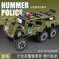 汽车模型仿真皮卡大奔G63越野车合金车模儿童玩具车男孩大轮避震 六轮悍马绿[盒装]