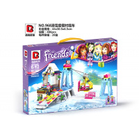 兼容乐高冰雪公主魔法城堡儿童拼装积木玩具女孩别墅小木屋 滑雪度假村缆车【486片】