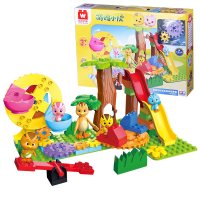 奥迪双钻萌鸡小队2玩具大号公仔会说话发声玩偶全套宇朵朵欢麦奇 萌鸡小队欢乐积木游乐场套装[含五个小号萌鸡]