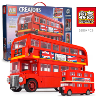 S牌创意系列大众t1露营车mini甲壳虫伦敦巴士儿童拼装玩具积木车 -升级版☀伦敦巴士
