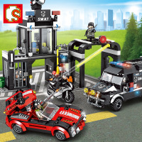 积木玩具黑鹰特战队巡逻战舰直升飞机指挥基地装甲卡车水炮车 102437特警劫囚车