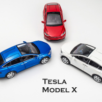 仿真特斯拉model x90合金车模 回力汽车模型 儿童玩具车小汽车模型 白色