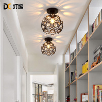 灯稀 北欧风格玄关吸顶灯个性创意复古水晶铁艺过道走廊阳台厨房吸顶灯