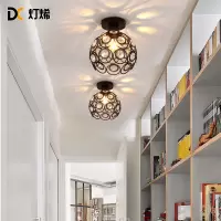 灯稀 北欧风格玄关吸顶灯个性创意复古水晶铁艺过道走廊阳台厨房吸顶灯