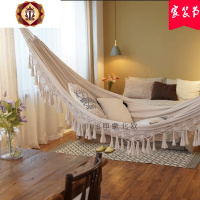 吊床户外秋千室内摇篮椅北欧美风吊椅白色帆布流苏民宿家用吊篮椅