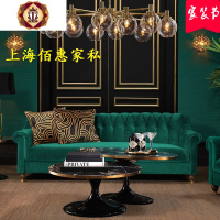 三维工匠北欧轻奢丝绒沙发现代极简小户型墨绿色三人网红款ins风单人沙发