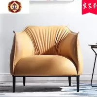 三维工匠意式极简沙发休闲椅北欧单椅 现代简约真皮单人椅