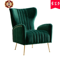 三维工匠北欧轻奢绒布墨绿色创意弧形美式简约现代小户型双人网红布艺沙发