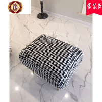 三维工匠千鸟格单人沙发双人亚麻布艺北欧个性新古典设计师阳台沙发椅