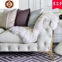 三维工匠后现代美式轻奢真皮沙发组合三人位绒布沙发客厅家具小户型套装