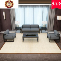 三维工匠佛山厂家直营办公沙发单人位三人位沙发茶几组合中国风接待沙发