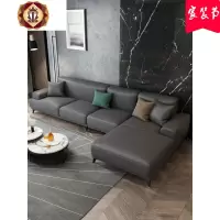 三维工匠北欧真皮沙发组合意式客厅极简约现代小户型厚牛皮质转角家具套装