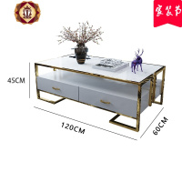 三维工匠后现代轻奢风格电视柜茶几组合不锈钢简约客厅大理石矮地柜小户型