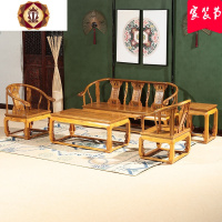 三维工匠新中式客厅全实木沙发组合套装 榆木家具沙发禅意办公室小户型