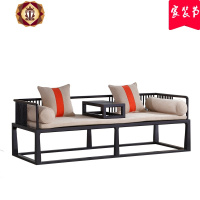 三维工匠新中式沙发禅意中国风简约现代实木沙发深色茶室会所办公家具定制