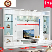 三维工匠欧式纯白客厅电视柜酒柜组合影视柜新款厅柜背景墙地柜组装家具