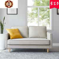 三维工匠美式皮艺沙发大小户型地中海田园风格北欧现代客厅三人组合皮沙发