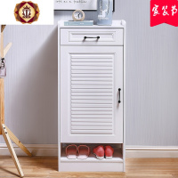 三维工匠白色柜子储物柜 鞋柜简约现代玄关客厅家用进口高120大容量阳台
