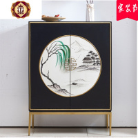 三维工匠新中式玄关柜隔断轻奢客厅现代简约储物餐边柜厅柜手绘进鞋柜