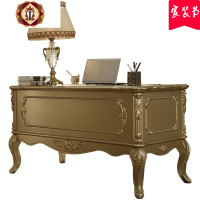 三维工匠欧式书桌椅实木卧室香槟金写字台电脑桌家用书台书房家具套装组合
